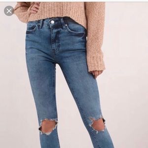 Free People High Rise Rip knee skinny jeans
